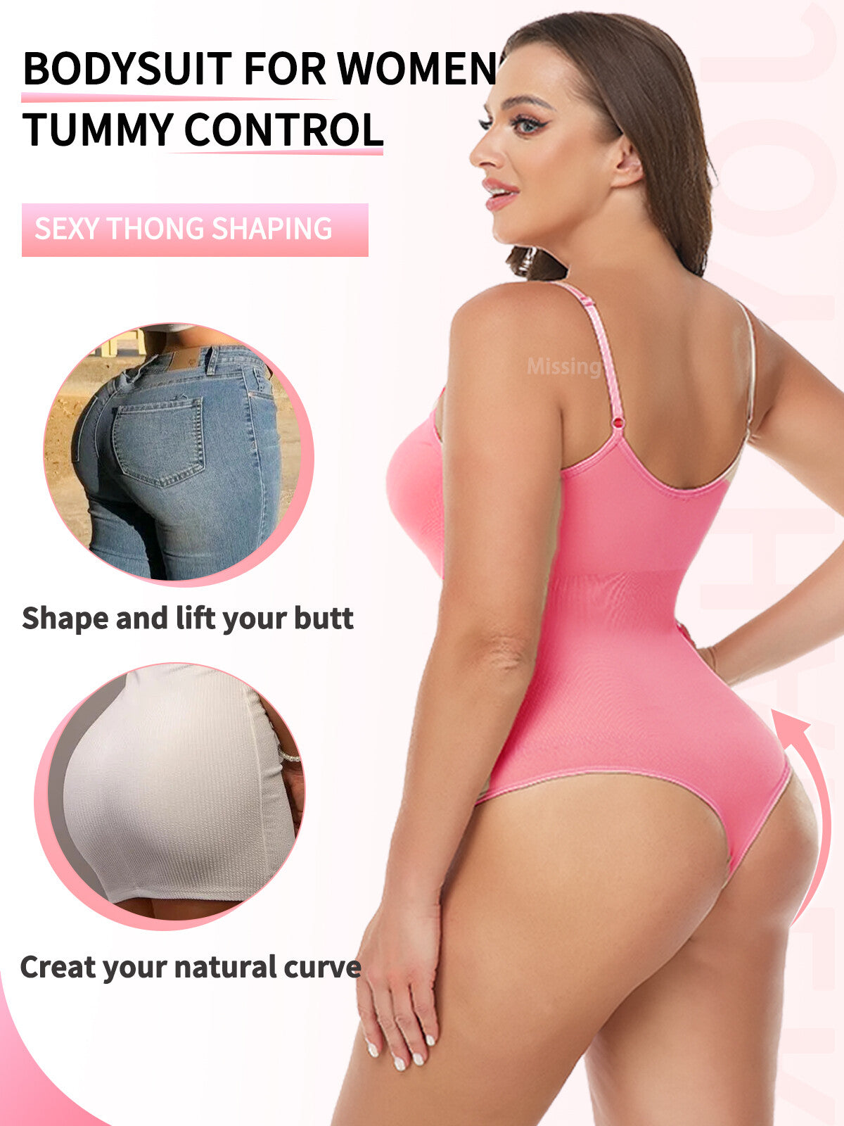 Thong Shapewear Bodysuit Women'S Tummy Control Snatched Full Body Shapewear