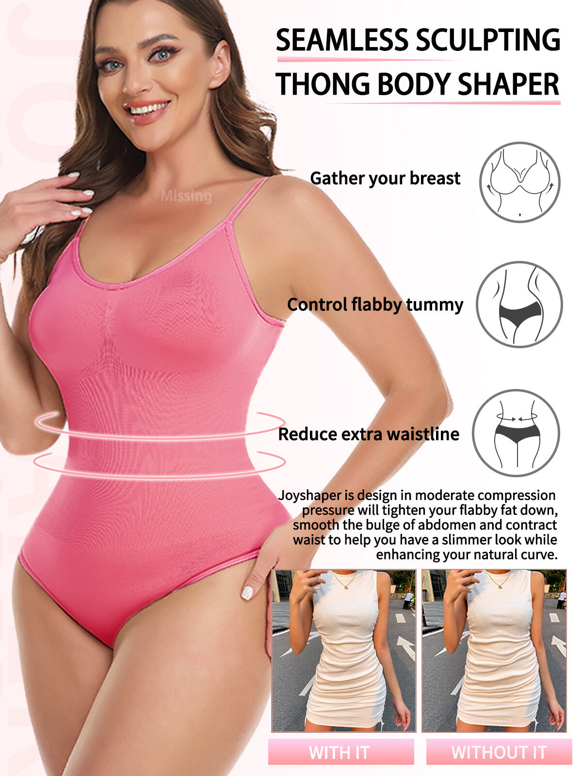 Thong Shapewear Bodysuit Women'S Tummy Control Snatched Full Body Shapewear